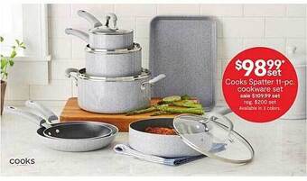 JC Penney Cooks spatter 11-pc cookware set offer