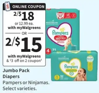 Walgreens Jumbo Pack Diapers offer