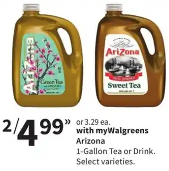 Walgreens Arizona 1-Gallon Tea or Drink offer