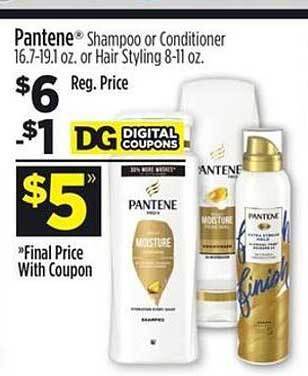 Dollar General Pantene shampoo or conditioner or hair styling offer