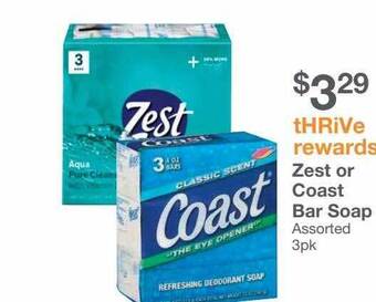 Kinney Drugs Zest or coast bar soap offer