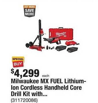 The Home Depot Milwaukee mx fuel lithium-lon cordless handheld core drill kit with... offer