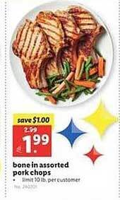 Lidl Bone in assorted pork chops offer