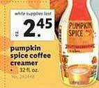 Lidl Pumpkin spice coffee creamer offer