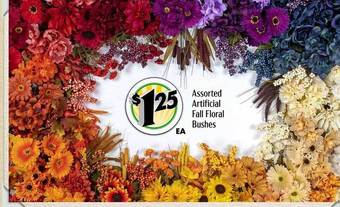 Dollar Tree Assorted artificial fall floral bushes offer