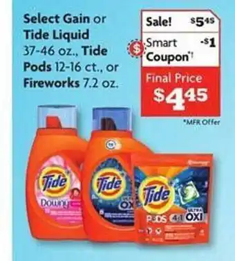 Family Dollar Select gain or tide liquide tide pods or fireworks offer