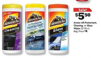 Family Dollar Armor all protectant cleaning or glass wipes offer