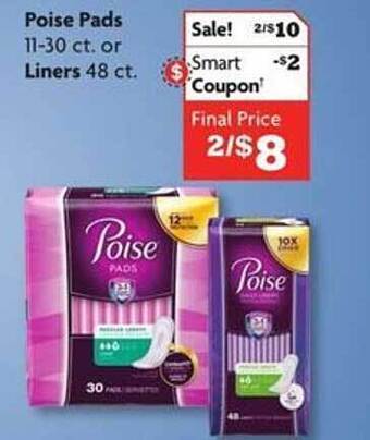Family Dollar Poise pads or liners offer