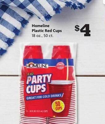 Family Dollar Homeline plastic red cups offer