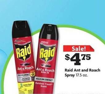 Family Dollar Raid ant and roach spray offer
