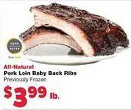 Family Fare Pork loin baby back ribs offer