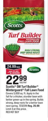 Ace Hardware Scotts® 5m turf builder® winterguard® fall lawn food offer