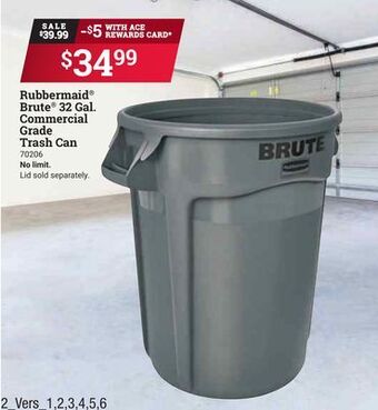 Ace Hardware Rubbermaid® brute® 32 gal. commercial grade trash can offer
