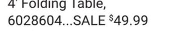 Ace Hardware 4' folding table offer