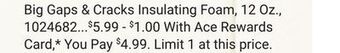 Ace Hardware Big gaps & cracks insulating foam offer