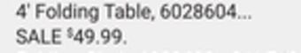 Ace Hardware 4' folding table offer