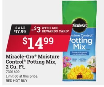 Ace Hardware Miracle‑gro® moisture control® potting mix, 2 cu. ft. offer