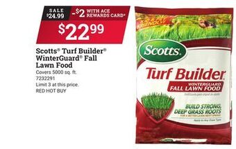 Ace Hardware Scotts® turf builder® winterguard® fall lawn food offer