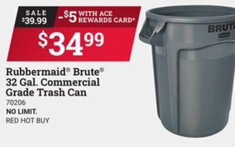 Ace Hardware Rubbermaid® brute® 32 gal. commercial grade trash can offer