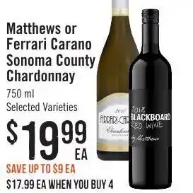 Haggen Food Matthews chardonay offer