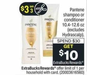 CVS Pantene shampoo or conditioner 10.4-12.6 oz offer