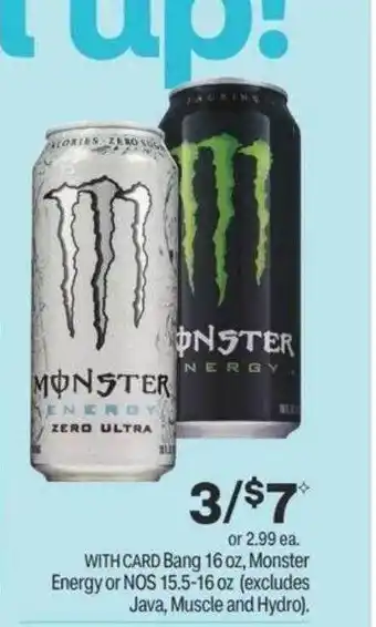 CVS Bang 16 oz, monster energy or nos 15.5-16 oz offer
