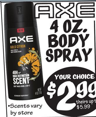 Ollie's Axe 4 oz. body spray offer