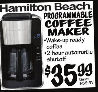 Ollie's Hamilton beach programmable coffee maker offer