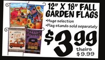 Ollie's 12" x 18" fall garden flags offer