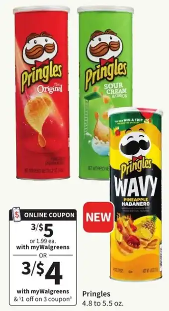 Walgreens Pringles 4.8 to 5.5 oz offer
