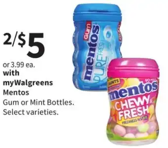 Walgreens Mentos Gum or Mint Bottles offer