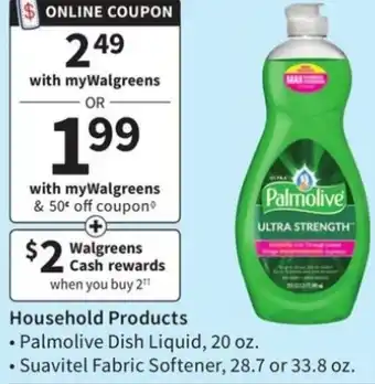 Walgreens Palmolive Dish Liquid 20 oz offer