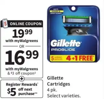 Walgreens Gillete Cartridges offer