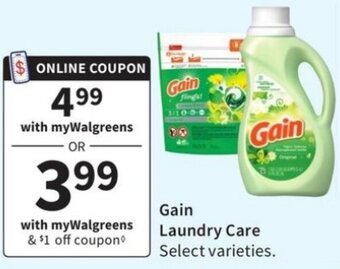 Walgreens Gain Laundry Care offer