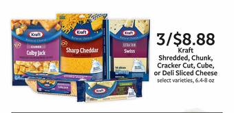 Fareway Kraft shredded, chunk, cracker cut, cube, or deli sliced cheese offer