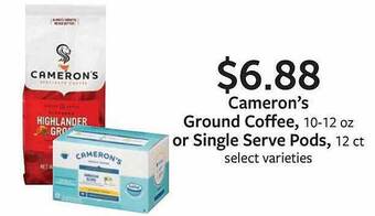 Fareway Cameron's ground coffee or single serve pods offer