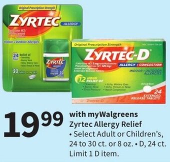 Walgreens Zyrtec Allergy Relief offer