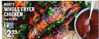 New Seasons Market Mary's whole fryer chicken offer