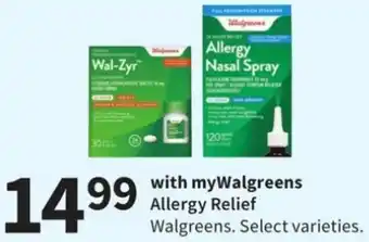 Walgreens Allergy Relief Wal-Zyr , Allergy Nasal Spray offer