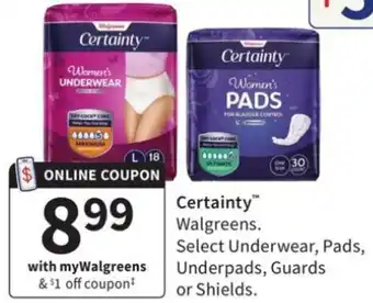Walgreens Certainly Underwear, Pads, Underpads offer