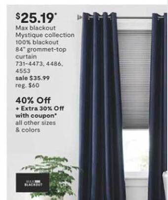 JC Penney Max blackout mystique collection 100% blackout 84 offer