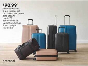 JC Penney Protocol kessler 3-pc luggage set offer