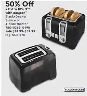 JC Penney Black+decker 2-slice or 4-slice toaster offer