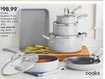 JC Penney Cooks spatter 11-pc cookware set offer
