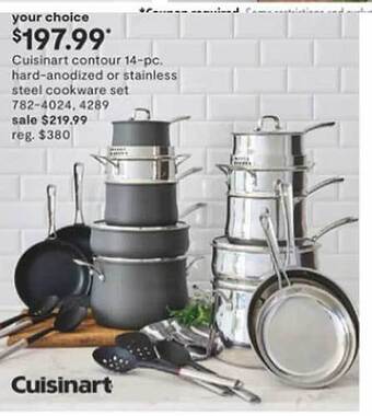 JC Penney Cuisinart contour 14-pc hard-anodized or stainless steel cookware set offer