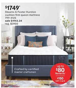 JC Penney Stearns & foster hurston cushion firm queen mattress offer