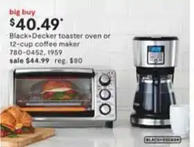 JC Penney Black+decker toaster oven or 12-cup coffee maker offer