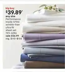 JC Penney Performance inside winkle-free ultra fit sheet set offer