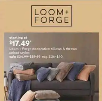 JC Penney Loom + forge decorative pillows & throws offer