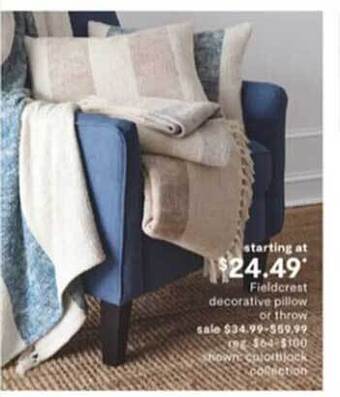 JC Penney Fieldcrest decorative pillow or throw offer